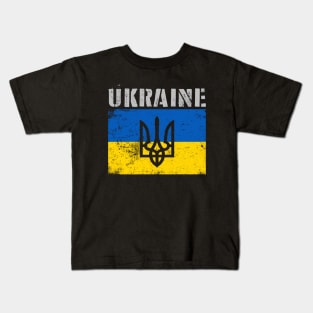 Ukraine Ukrainian Vintage Flag Pride Kids T-Shirt